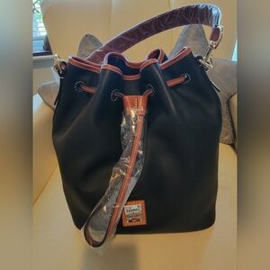 Dooney & Bourke Black and Tan Leather Bucket Bag NWT